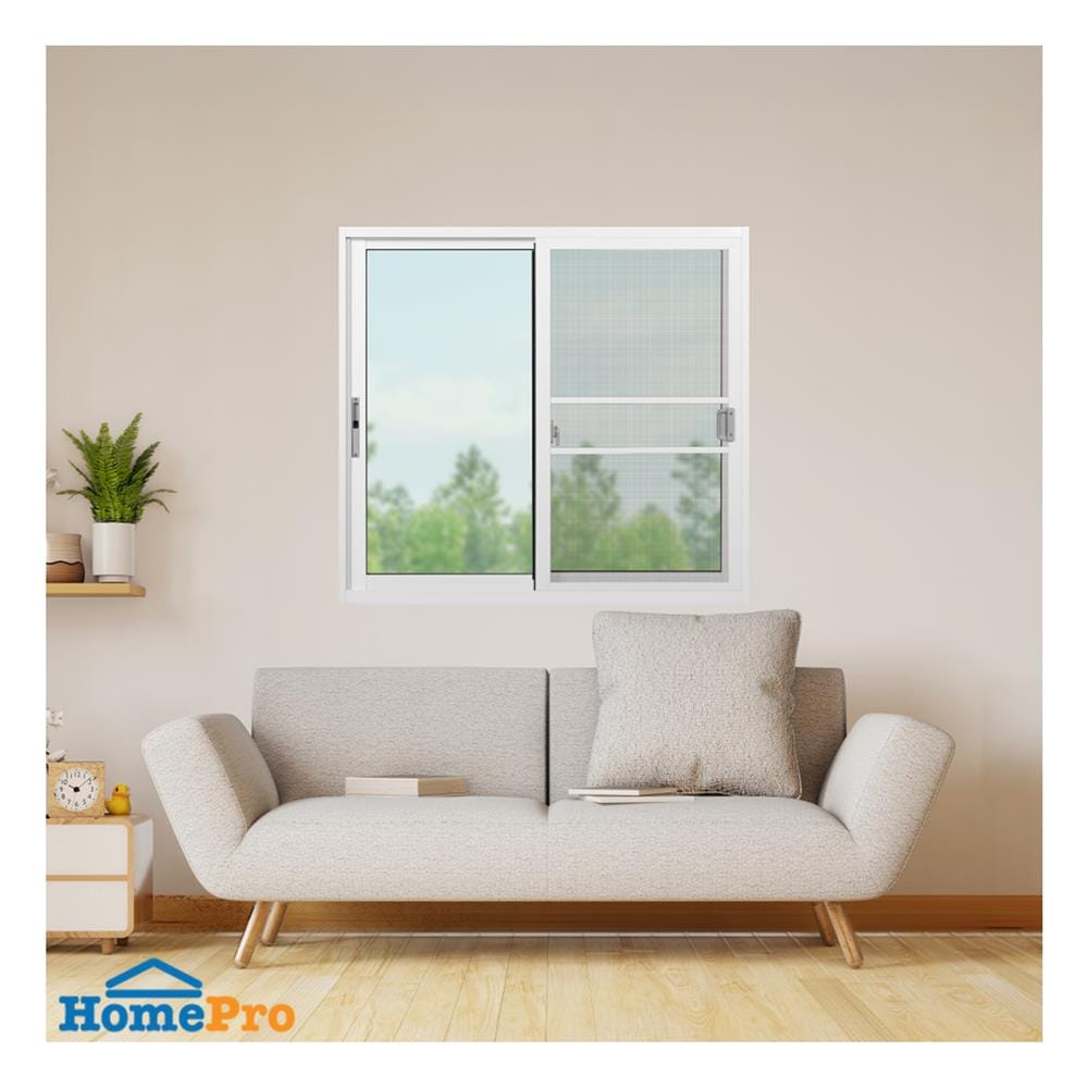 หน้าต่างบานเลื่อน อะลูมิเนียม S-S มุ้ง KPA 120x110 ซม. สีขาว
