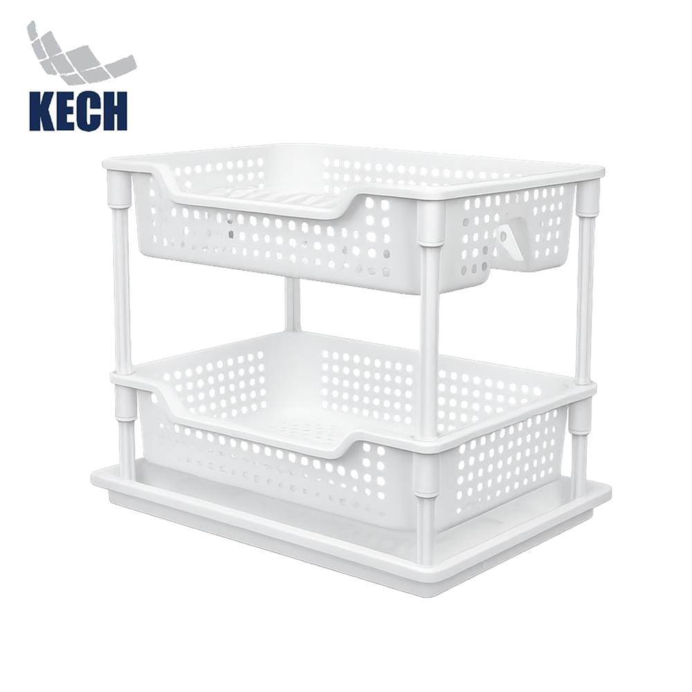 ชั้นคว่ำจานพลาสติก 2 ชั้นพร้อมถาดรองน้ำ KECH ZALE