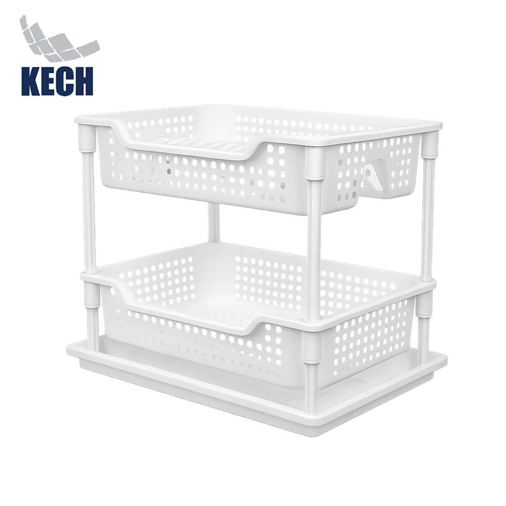 ชั้นคว่ำจานพลาสติก 2 ชั้นพร้อมถาดรองน้ำ KECH ZALE