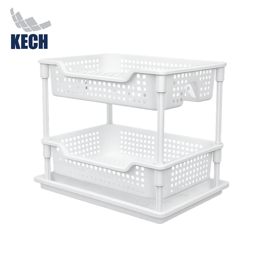 ชั้นคว่ำจานพลาสติก 2 ชั้นพร้อมถาดรองน้ำ KECH ZALE_1