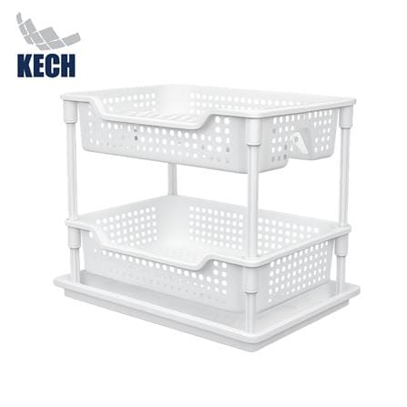 ชั้นคว่ำจานพลาสติก 2 ชั้นพร้อมถาดรองน้ำ KECH ZALE_0