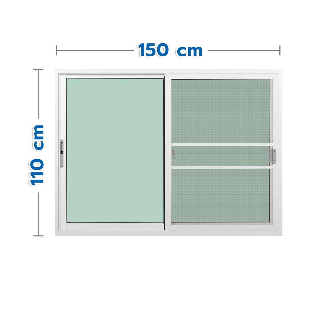 หน้าต่างบานเลื่อน อะลูมิเนียม S-S มุ้ง KPA 150x110 ซม. สีขาว