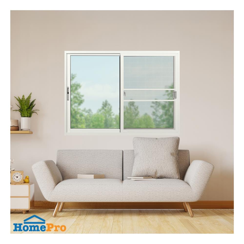 หน้าต่างบานเลื่อน อะลูมิเนียม S-S มุ้ง KPA 150x110 ซม. สีขาว