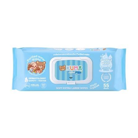 ผ้าเช็ดทำความสะอาด KUMA CARE PLUS PURIFIED WATER 55 แผ่น_0