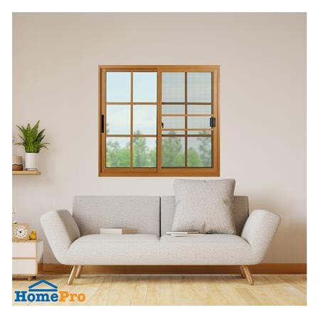 หน้าต่างบานเลื่อน อะลูมิเนียม S-S มุ้ง KPA 6 ฟัก 120x110 ซม. สีน้ำตาลลายไม้_1
