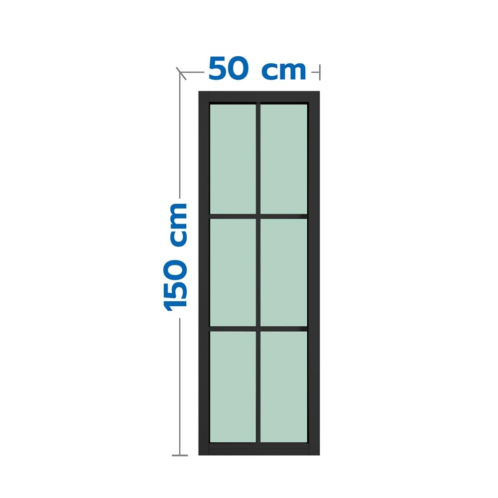 ช่องแสงหน้าต่างอะลูมิเนียม 6 ฟัก KPA 50x150 ซม. สีดำ
