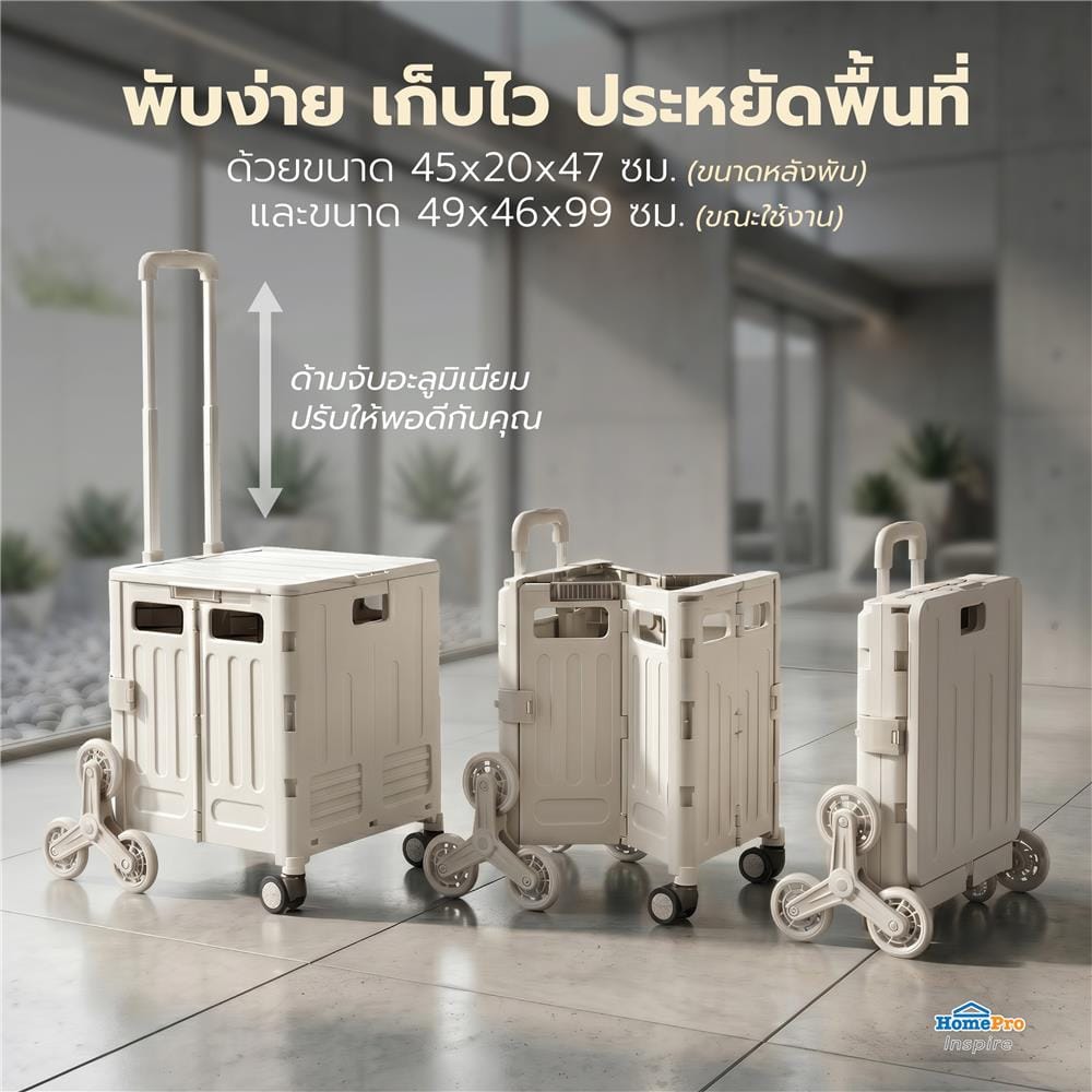รถเข็นกล่องพับได้ MATALL DY2522 30 กก. สีเบจ