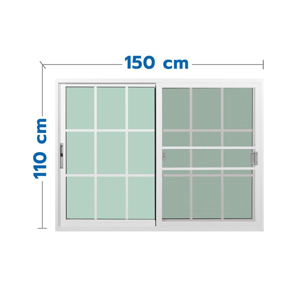 หน้าต่างบานเลื่อน อะลูมิเนียม S-S มุ้ง KPA 9 ฟัก 150x110 ซม. สีขาว
