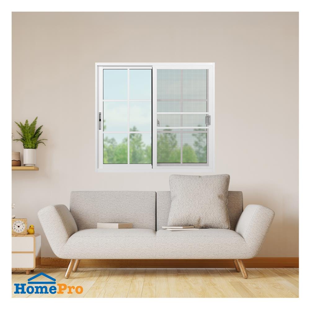หน้าต่างบานเลื่อน อะลูมิเนียม S-S มุ้ง KPA 6 ฟัก 120x110 ซม. สีขาว