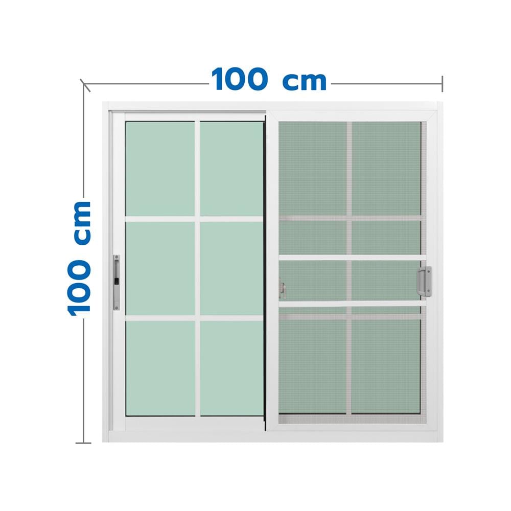 หน้าต่างบานเลื่อน อะลูมิเนียม S-S มุ้ง KPA 6 ฟัก 100x100 ซม. สีขาว