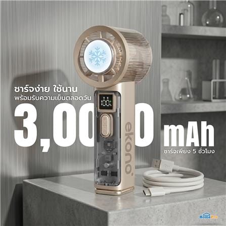 พัดลมพกพา 1.6 นิ้ว EKONO EK-PTB19CM สีครีม_8
