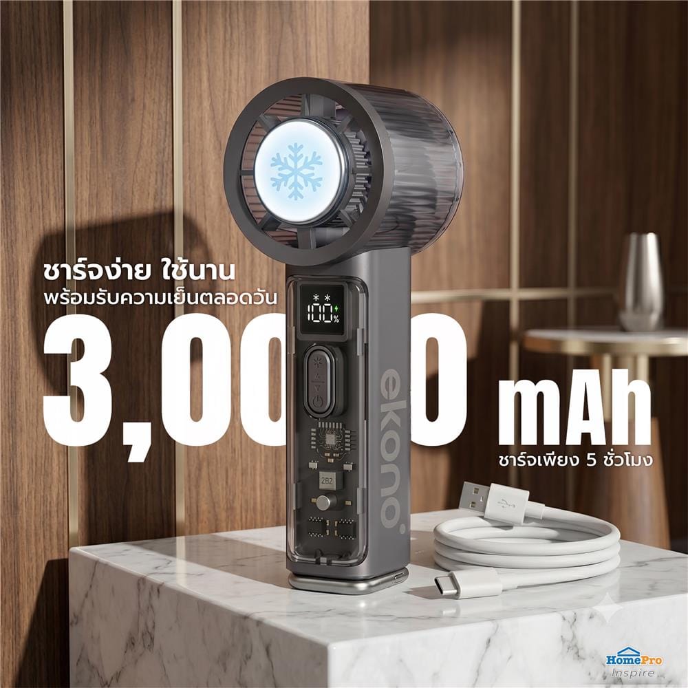 พัดลมพกพา 1.6 นิ้ว EKONO EK-PTB19GY สีเทา