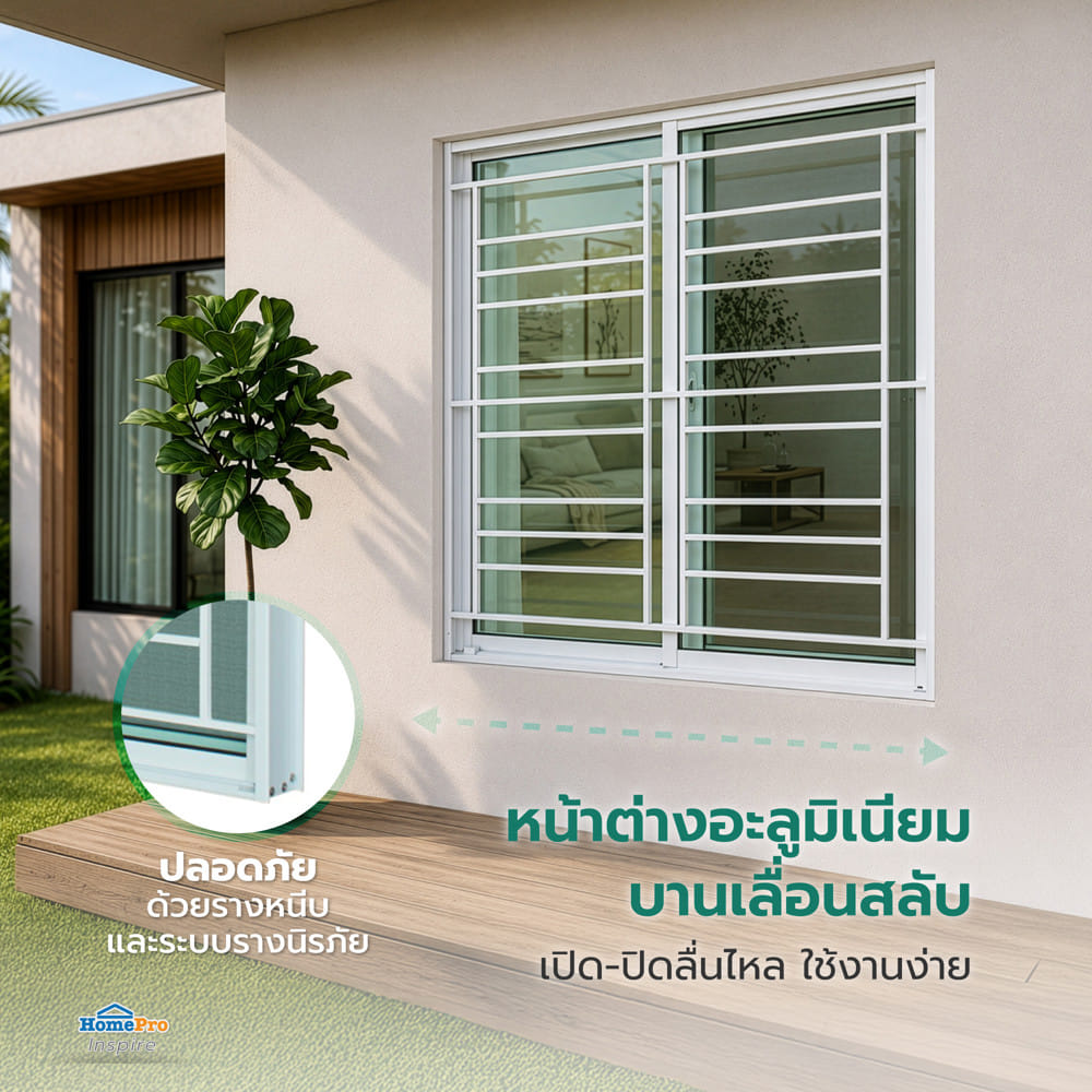 หน้าต่างบานเลื่อน อะลูมิเนียม S-S มุ้ง เหล็กดัด AZLE ลายคลาสสิก 120x110 ซม. สีขาว