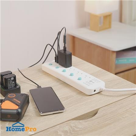 รางปลั๊กไฟ 4 ช่อง 5 สวิตซ์ 1 USB-A 1 USB-C ELECKTA 16 แอมป์ 3 ม._5
