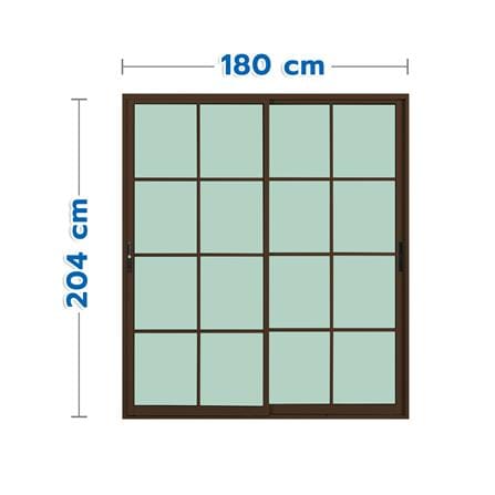 ประตูบานเลื่อน อะลูมิเนียม S-S มุ้ง KPA 8 ฟัก 180x204 ซม. สีชา_0