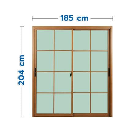 ประตูบานเลื่อน อะลูมิเนียม S-S มุ้ง KPA 8 ฟัก 185x204 ซม. สีน้ำตาลลายไม้_0