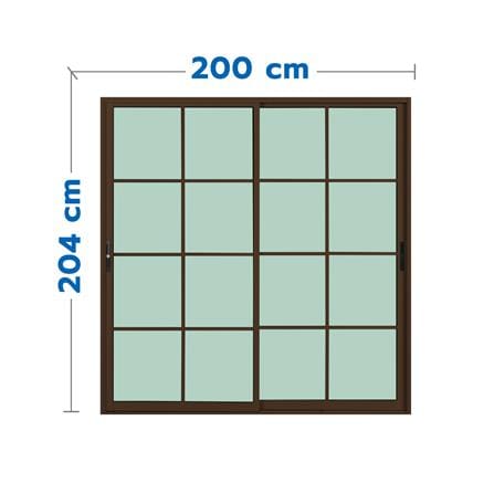 ประตูบานเลื่อน อะลูมิเนียม S-S มุ้ง KPA 8 ฟัก 200x204 ซม. สีชา_0