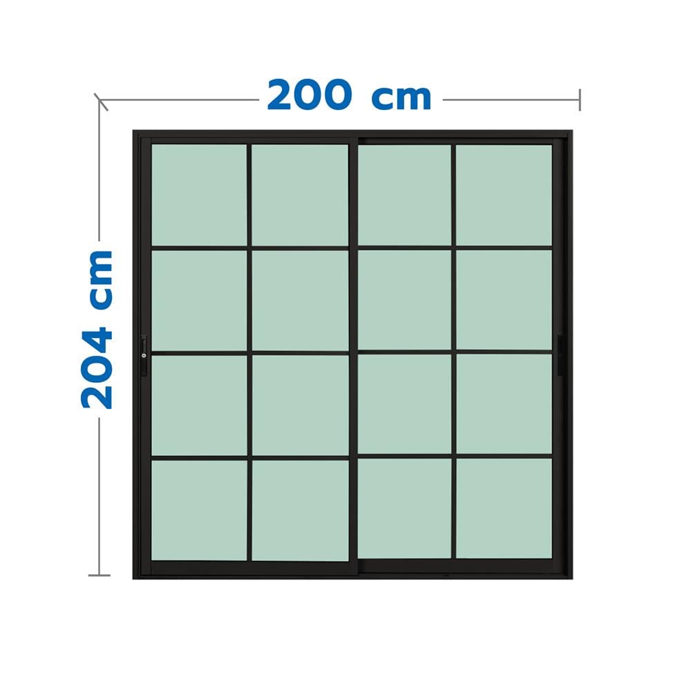 ประตูบานเลื่อน อะลูมิเนียม S-S มุ้ง KPA 8 ฟัก 200x204 ซม. สีดำ