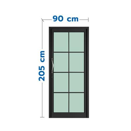 ประตูบานสวิงเดี่ยว อะลูมิเนียม 8 ฟัก KPA 90x205 ซม. สีดำ_0
