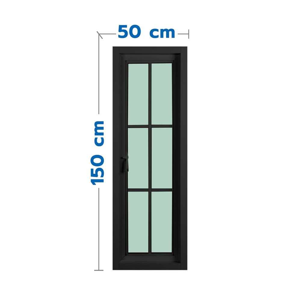หน้าต่างบานเปิด อะลูมิเนียม มุ้ง 6 ฟัก KPA 50x150 ซม. สีดำ