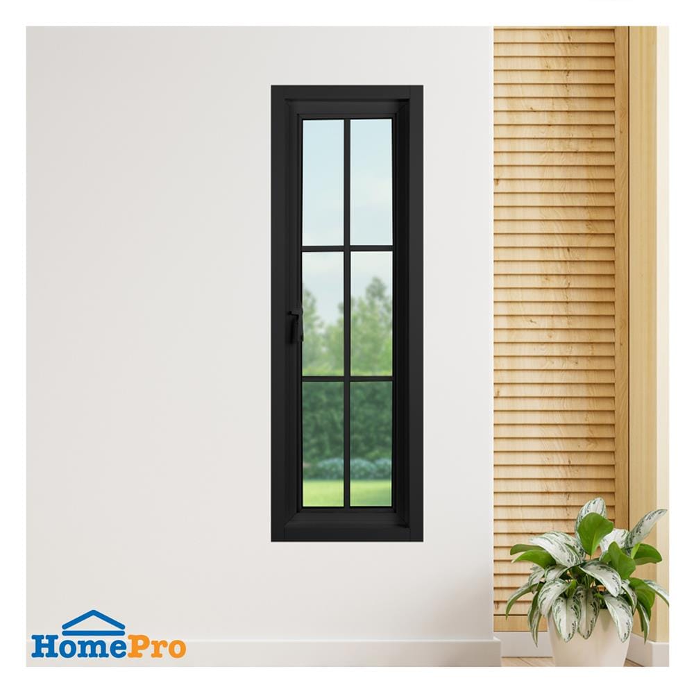 หน้าต่างบานเปิด อะลูมิเนียม มุ้ง 6 ฟัก KPA 50x150 ซม. สีดำ