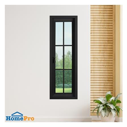 หน้าต่างบานเปิด อะลูมิเนียม มุ้ง 6 ฟัก KPA 50x150 ซม. สีดำ_1