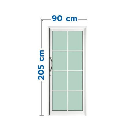 ประตูบานสวิงเดี่ยว อะลูมิเนียม 8 ฟัก KPA 90x205 ซม. สีขาว_0