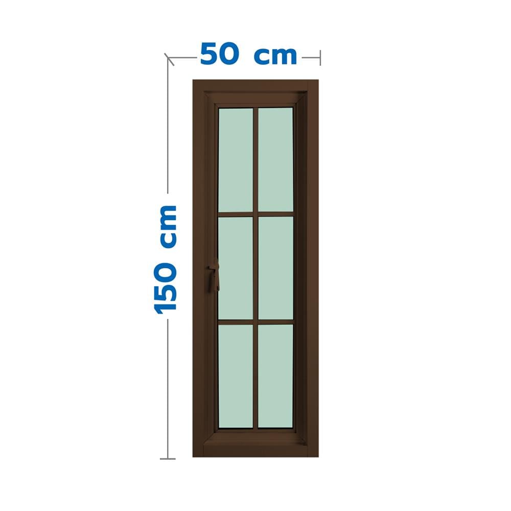 หน้าต่างบานเปิด อะลูมิเนียม มุ้ง 6 ฟัก KPA 50x150 ซม. สีชา