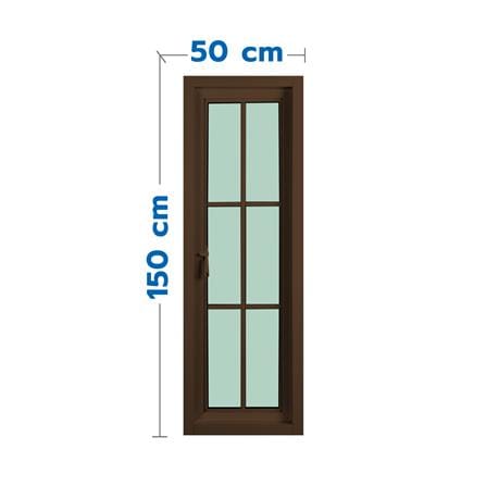 หน้าต่างบานเปิด อะลูมิเนียม มุ้ง 6 ฟัก KPA 50x150 ซม. สีชา_0