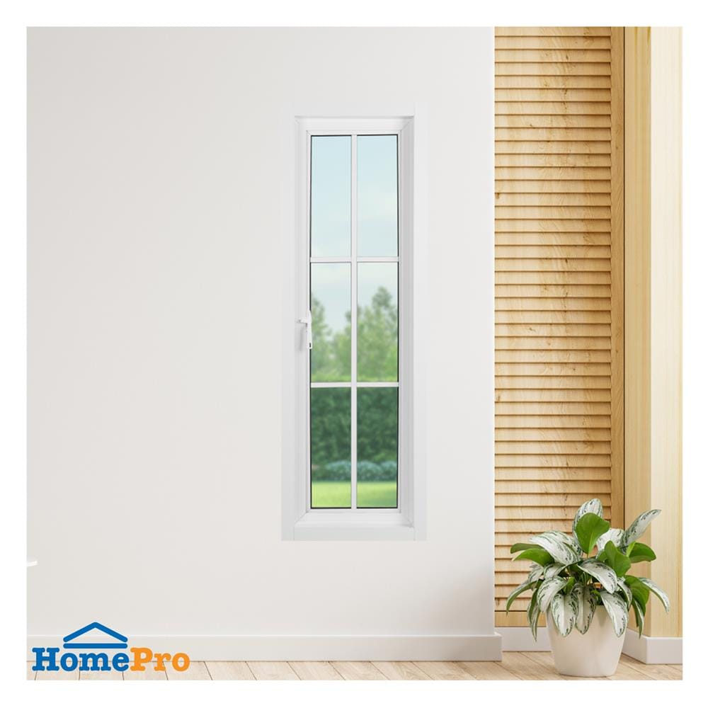 หน้าต่างบานเปิด อะลูมิเนียม มุ้ง 6 ฟัก KPA 50x150 ซม. สีขาว