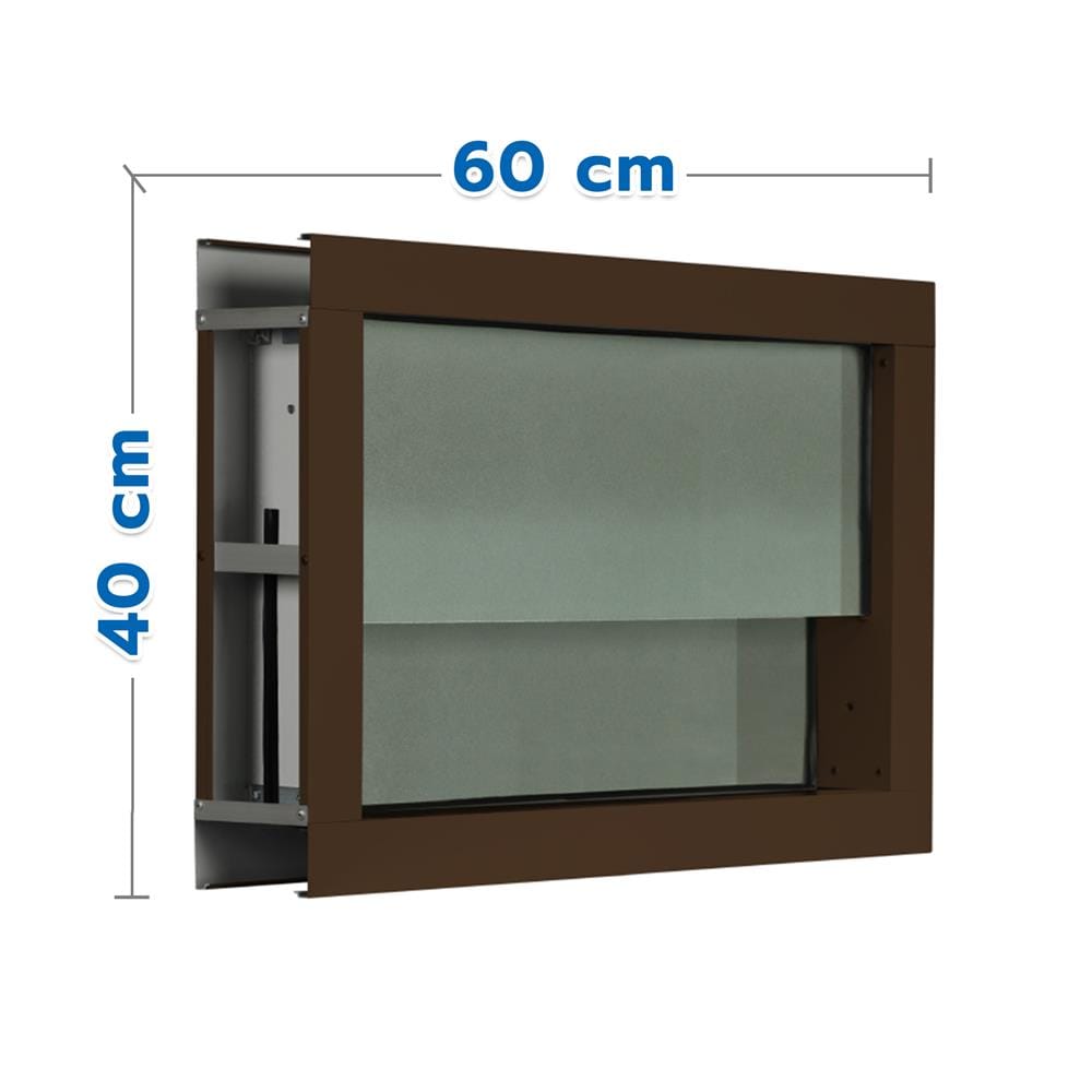 หน้าต่างบานกระจกซ้อน อะลูมิเนียม KPA 60x40 ซม. สีชา