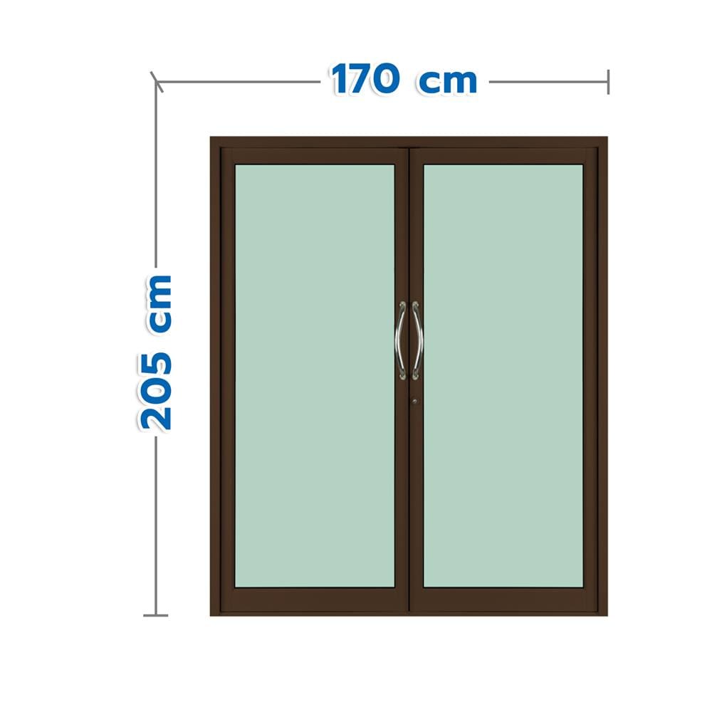 ประตูบานสวิงคู่ อะลูมิเนียม KPA 170x205 ซม. สีชา