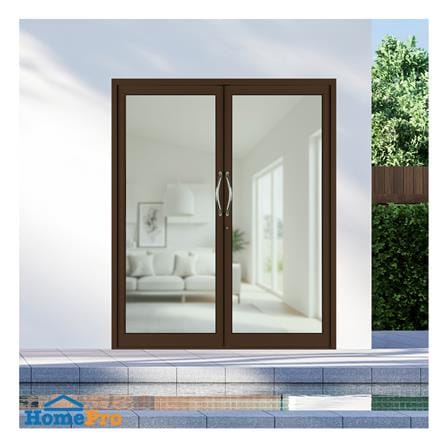 ประตูบานสวิงคู่ อะลูมิเนียม KPA 170x205 ซม. สีชา_1