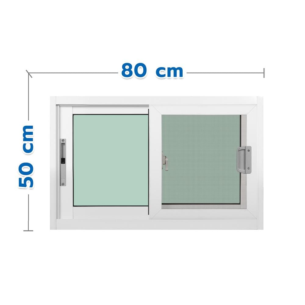 หน้าต่างบานเลื่อน อะลูมิเนียม S-S มุ้ง KPA 80x50 ซม. สีขาว