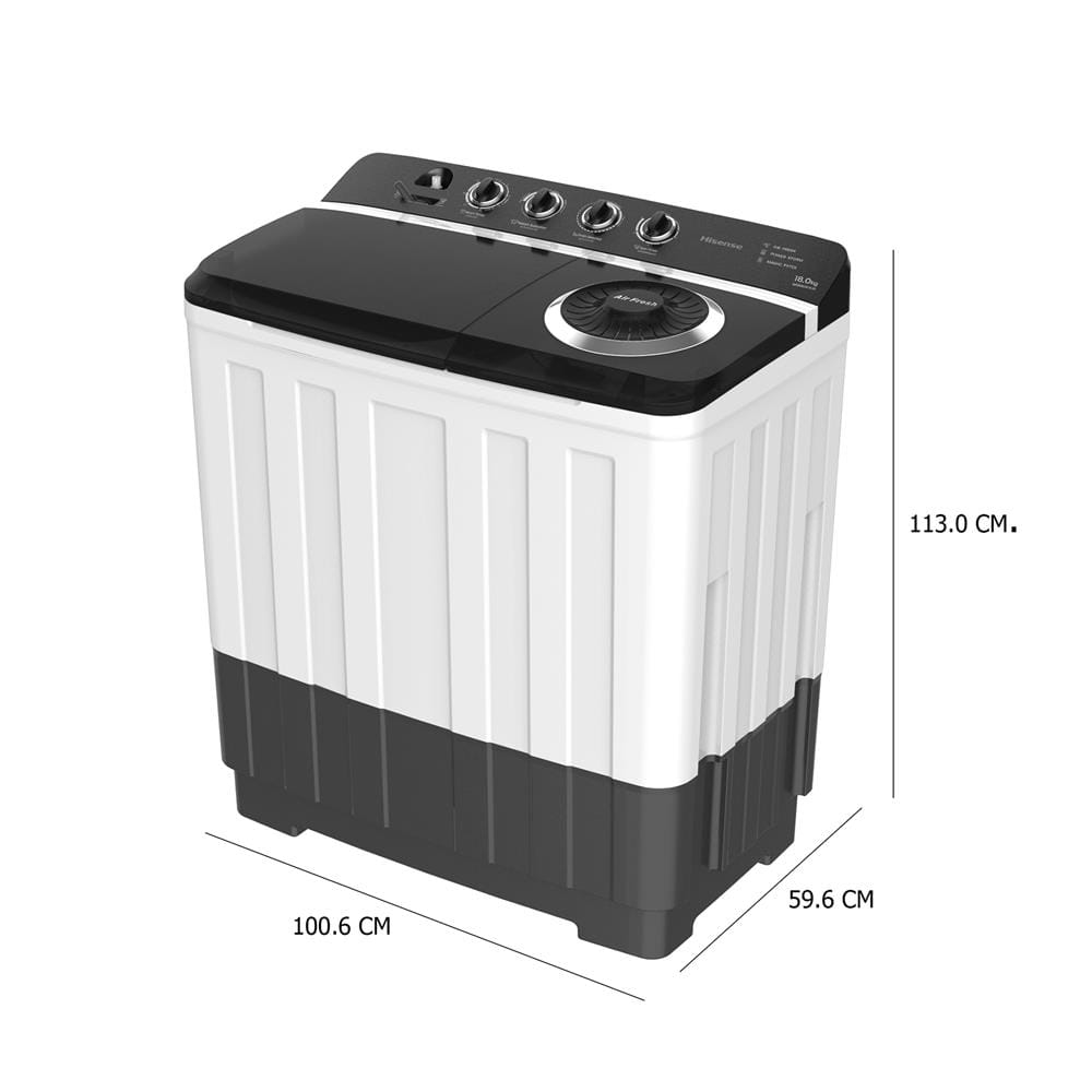 เครื่องซักผ้า 2 ถัง HISENSE WSRB1813UB 18 กก. สีขาว-ดำ