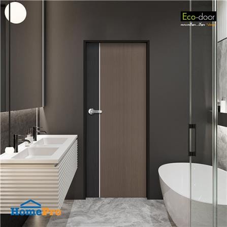 ประตูห้องน้ำ UPVC ไม่เจาะลูกบิด ECO-DOOR PC1 70x180 ซม. สีโอ๊ค ทูโทน_1