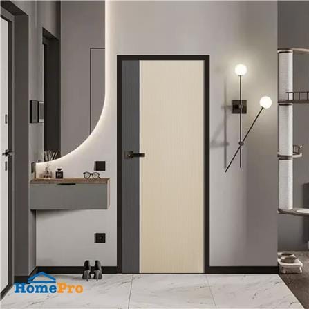 ประตูห้องน้ำ UPVC ไม่เจาะลูกบิด ECO-DOOR PD1 เซาะร่อง 70x180 ซม. สีครีม ทูโทน_1