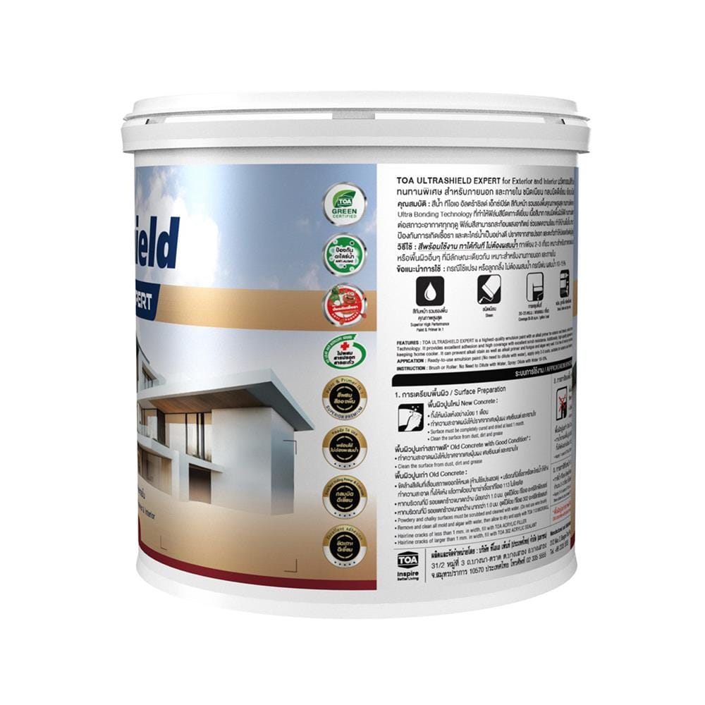 สีน้ำทาภายนอก ชนิดเนียน TOA ULTRASHIELD EXPERT SHEEN BASE D 1 แกลลอน