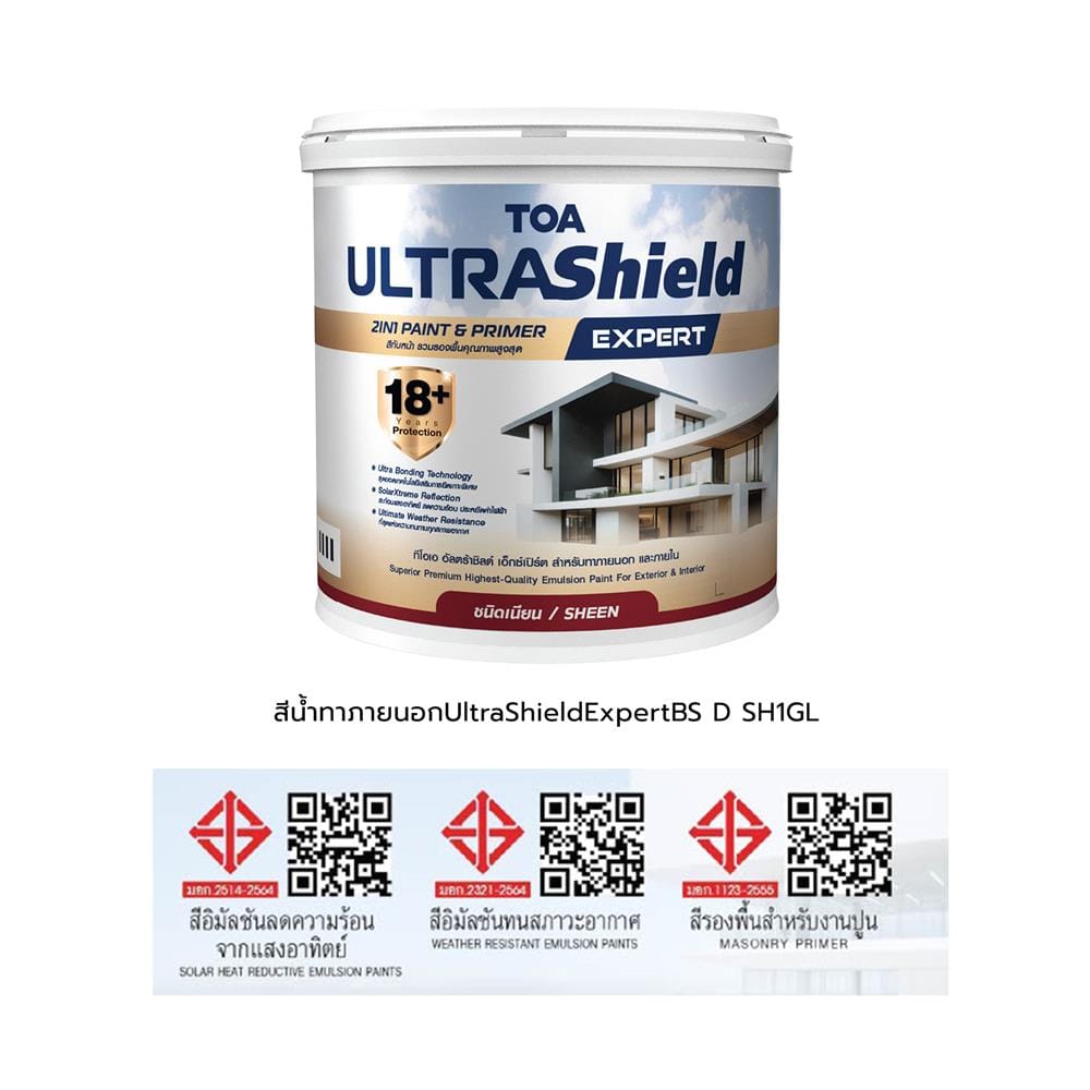 สีน้ำทาภายนอก ชนิดเนียน TOA ULTRASHIELD EXPERT SHEEN BASE D 1 แกลลอน