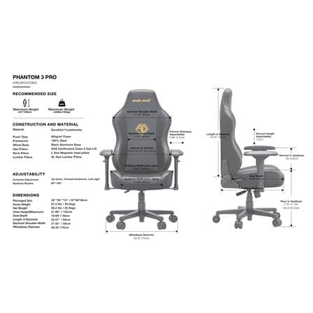 เก้าอี้เกมมิ่ง ANDA SEAT PHANTHOM 3 PRO SIZE L สีดำ_4