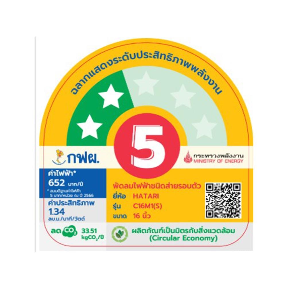 พัดลมติดเพดาน 16 นิ้ว HATARI C16M1(S) สีดำ
