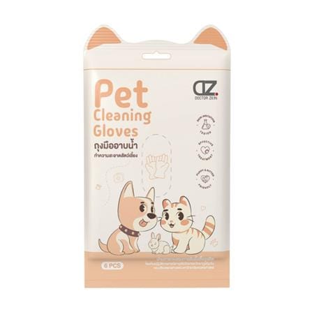 ถุงมืออาบน้ำสัตว์เลี้ยง DR.ZKIN PET CLEANING GLOVE (แพ็ก 6 ชิ้น)_0