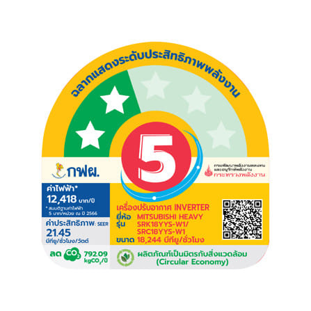 แอร์ผนัง MITSUBISHI HEAVY DUTY BUTTA SERIES SRK18YYS-W1/B 18244 บีทียู อินเวอร์เตอร์_4