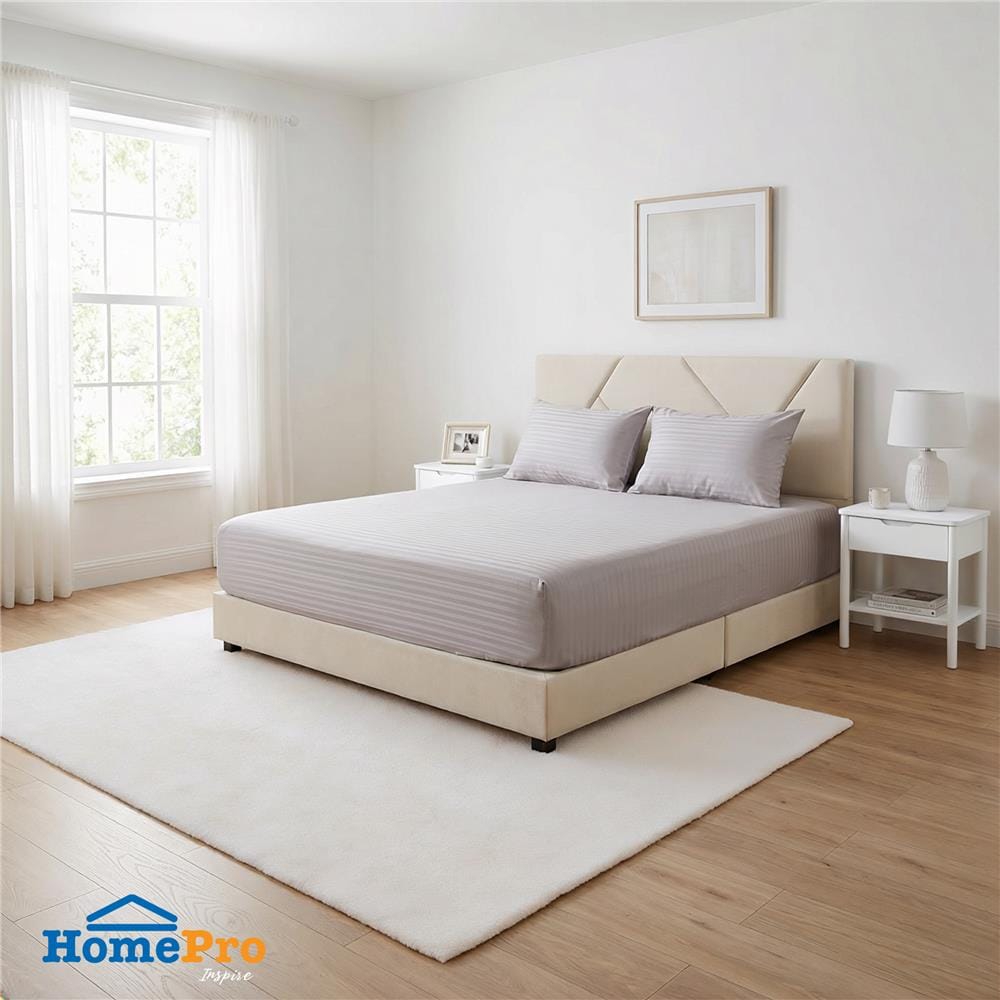 ชุดผ้าปูที่นอน 6 ฟุต (ชุด 3 ชิ้น) HOME LIVING STYLE LAMOON สี GREY