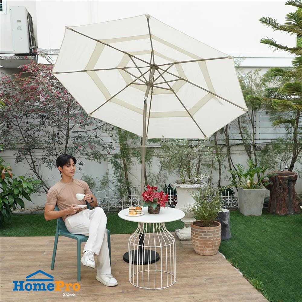 ร่มสนามทรงกลม SPRING VILLA สีเบจ