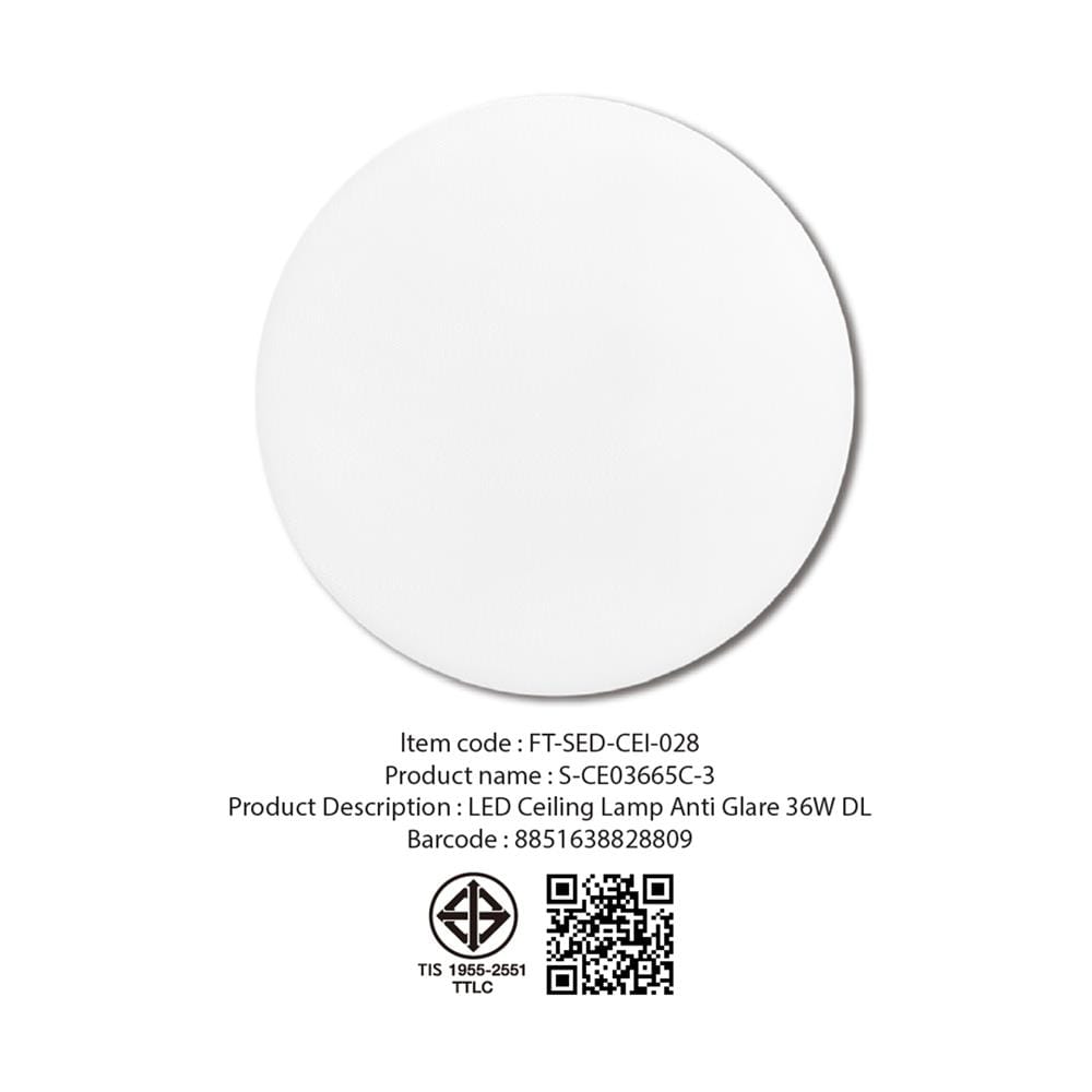 ไฟเพดาน SHINING LED ANTI GLARE 15 นิ้ว 36 วัตต์ DAYLIGHT