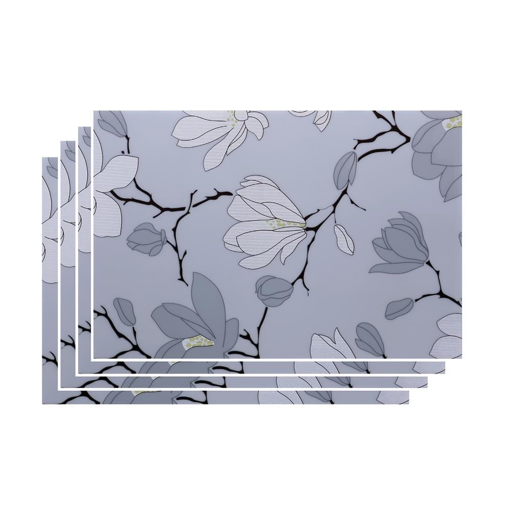 แผ่นรองจาน PVC SRITHAI WHITE GRAY FLOWER (แพ็ก 4 ชิ้น)