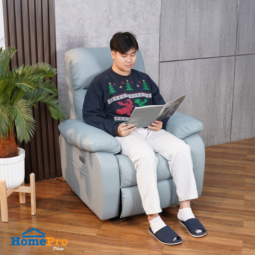 โซฟาปรับนอนไฟฟ้า FURDINI CHARLIE/PET FRIENDLY สีฟ้าอมเทา