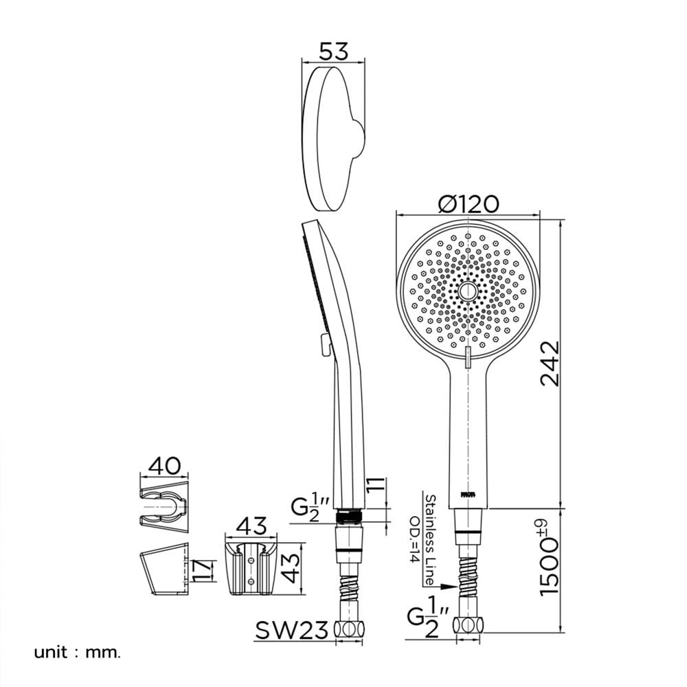 ชุดฝักบัวสายอ่อน 3 ระดับ KARAT FAUCET KS-17-233-50