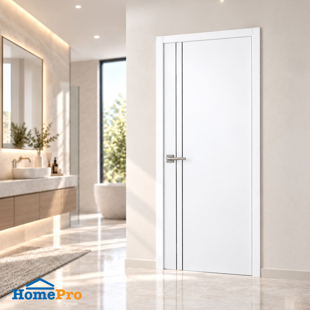 ประตูภายใน UPVC เจาะรูลูกบิด AZLE AZ 1-WH 80x200 ซม. สีขาว